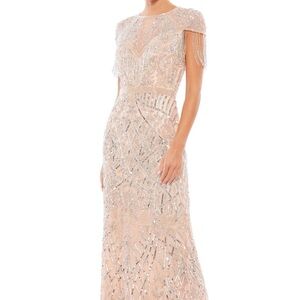 MAC DUGGAL 4715 Embellished Fringe Cap Sleeve Trumpet Gown Sz 4